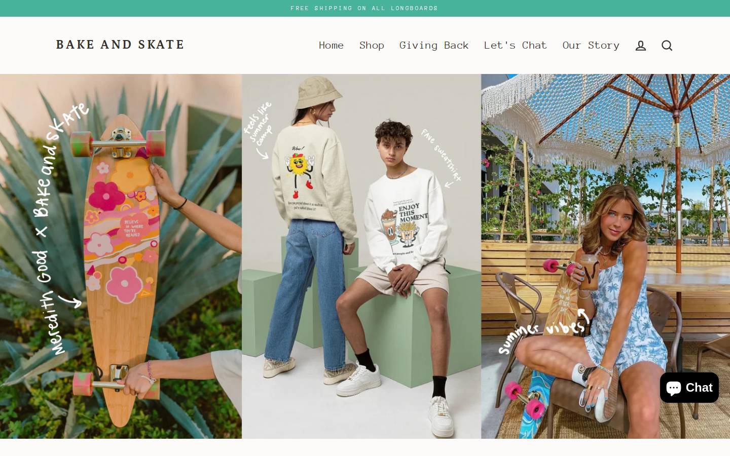 bakeandskate.com homepage screenshot
