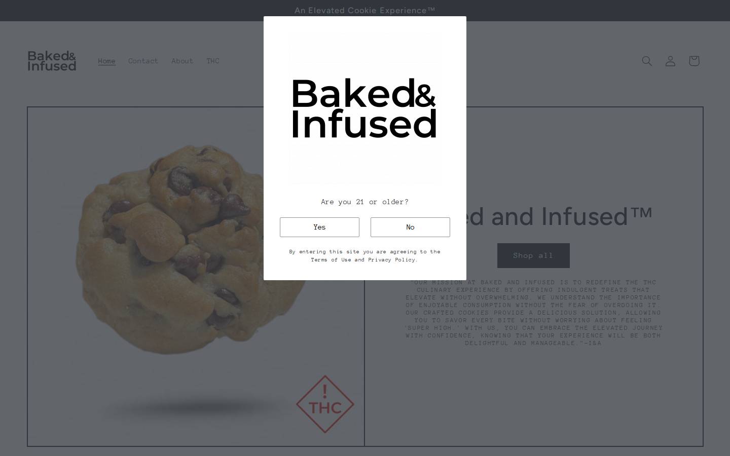 bakedandinfusedcookies.com homepage screenshot