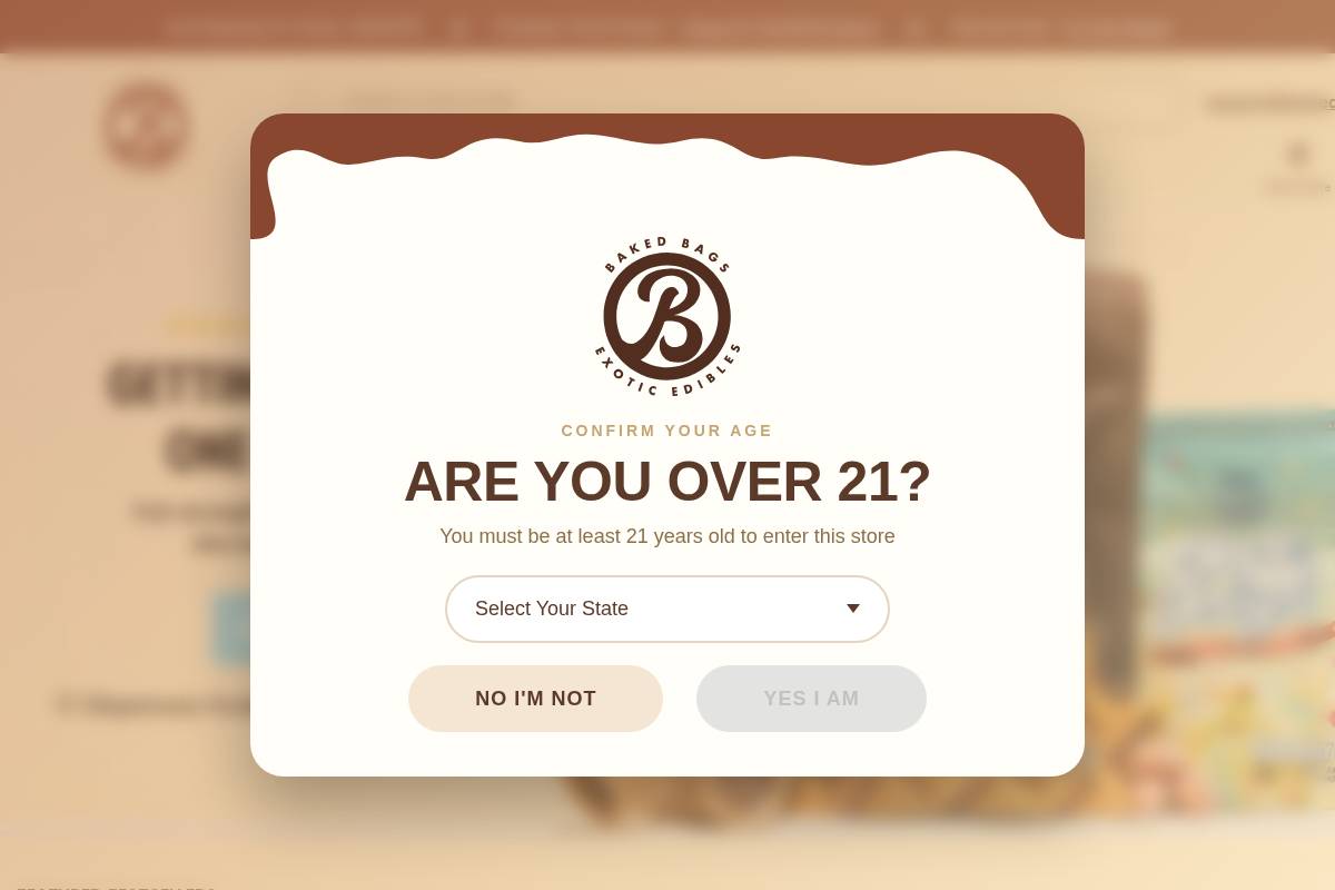 Bakedbags homepage screenshot