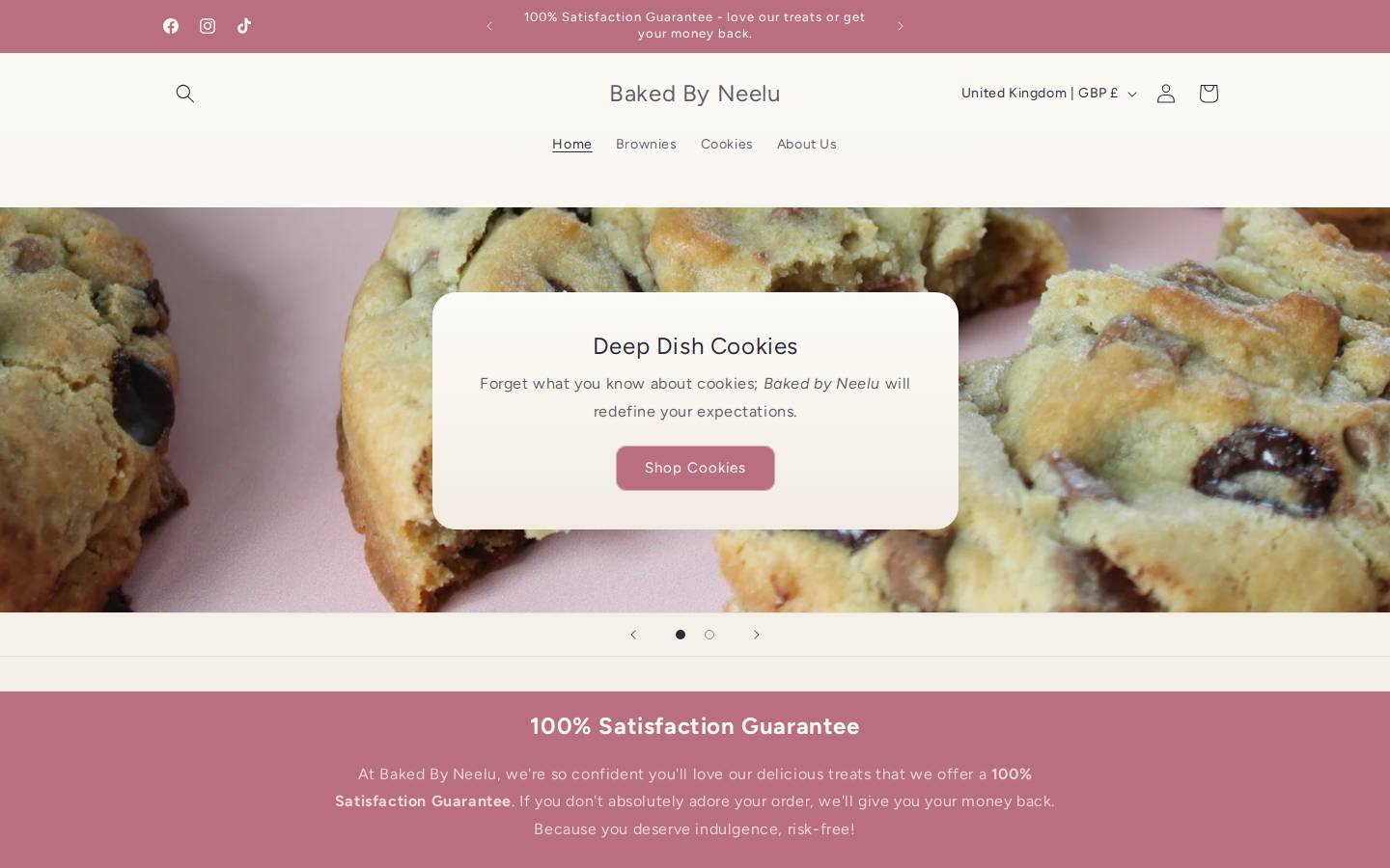 bakedbyneelu.com homepage screenshot