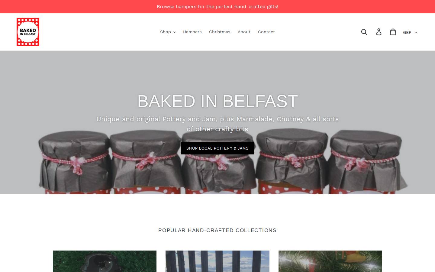 bakedinbelfast.com homepage screenshot