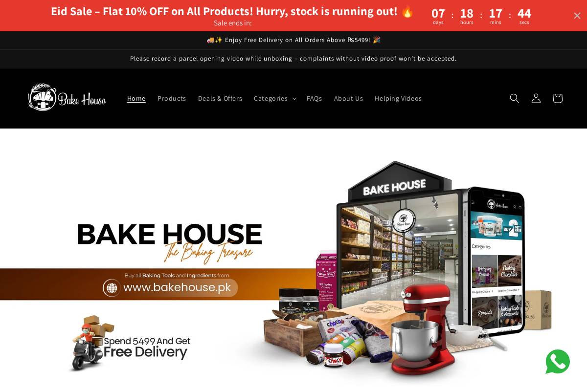 Bakehouse.pk homepage screenshot