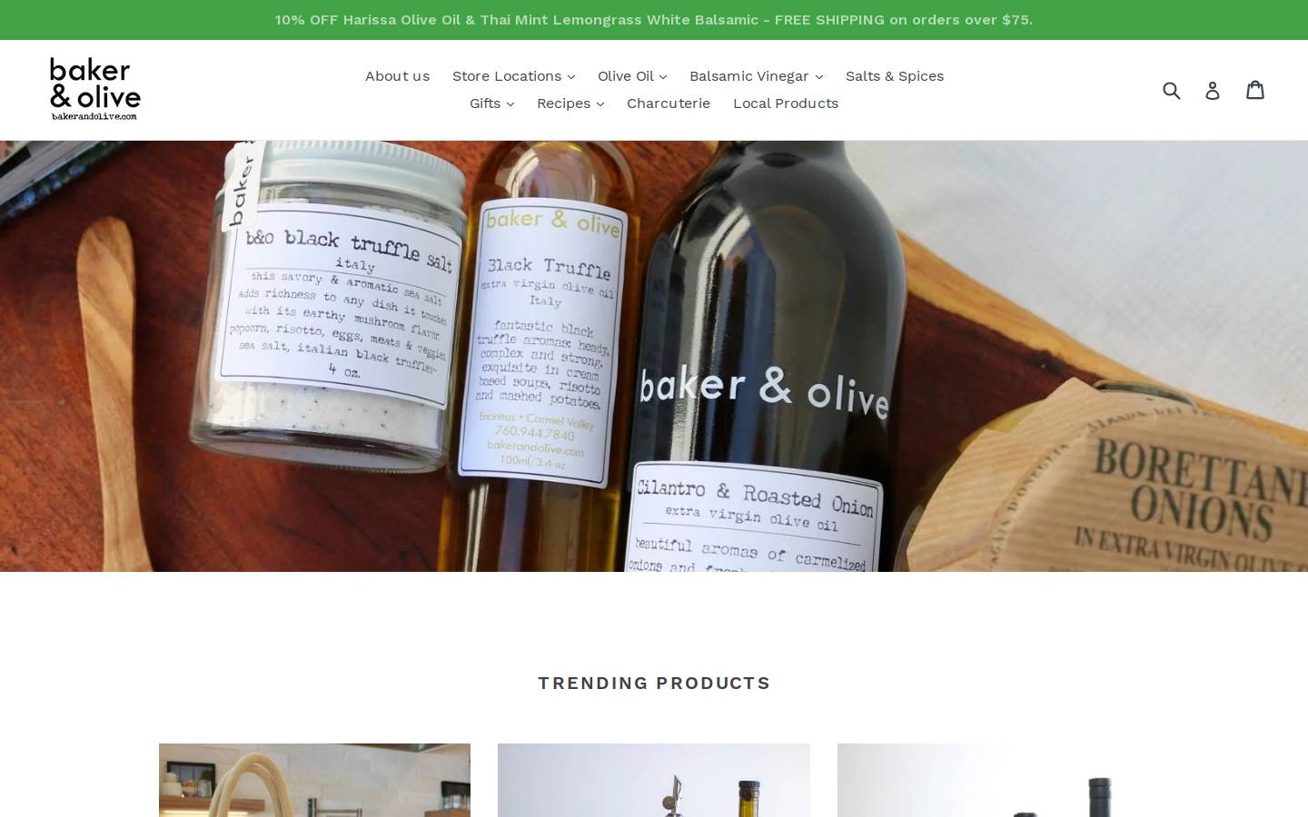 bakerandolive.com homepage screenshot