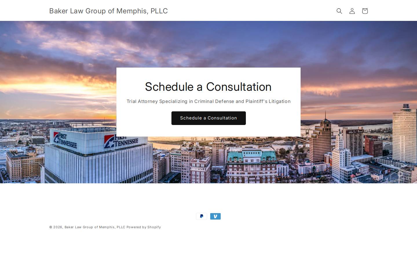 bakerlawmemphis.com homepage screenshot