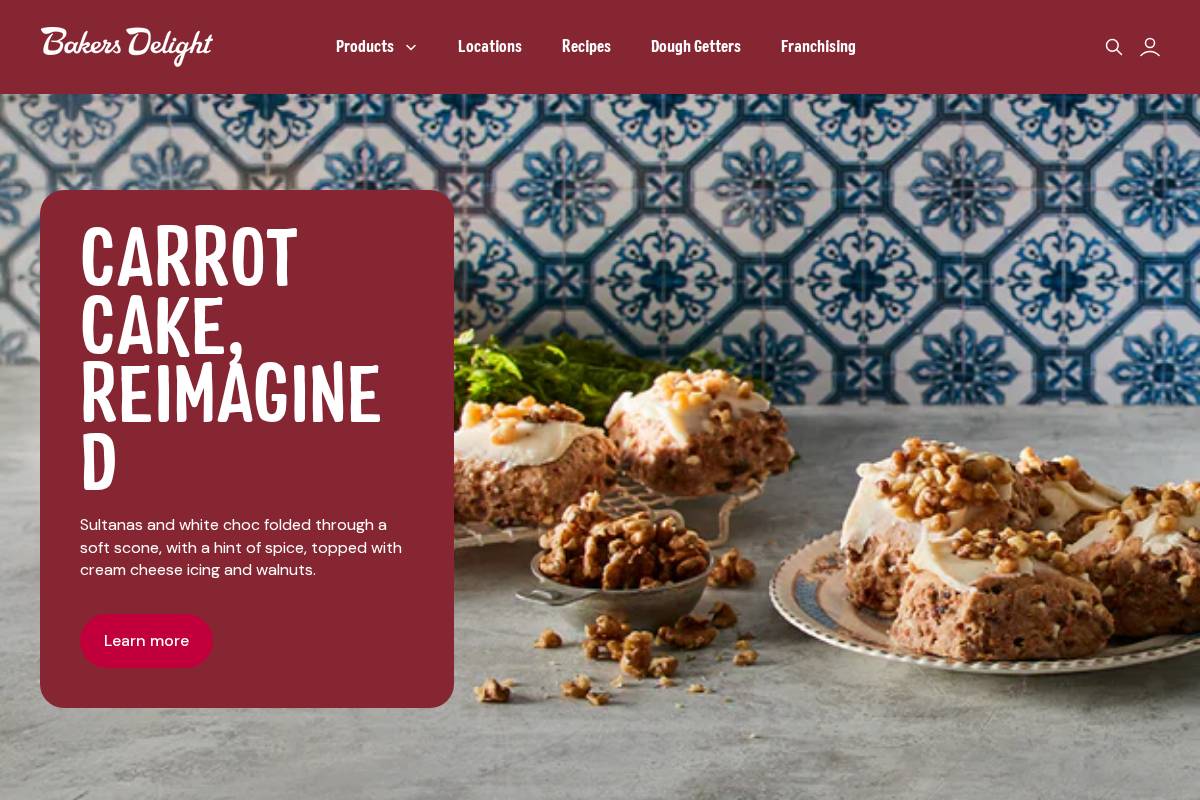 bakersdelight.com.au homepage screenshot