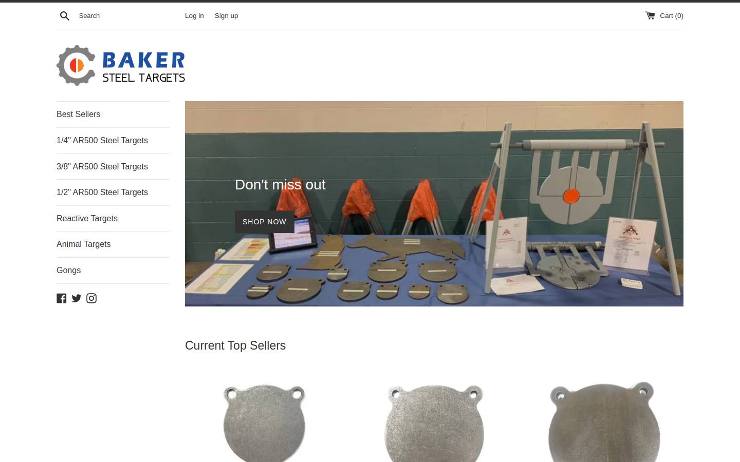 bakersteeltargets.com homepage screenshot