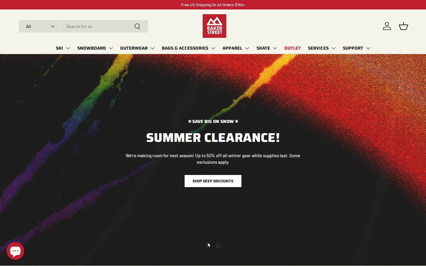 bakerstreetskiandboard.com homepage screenshot