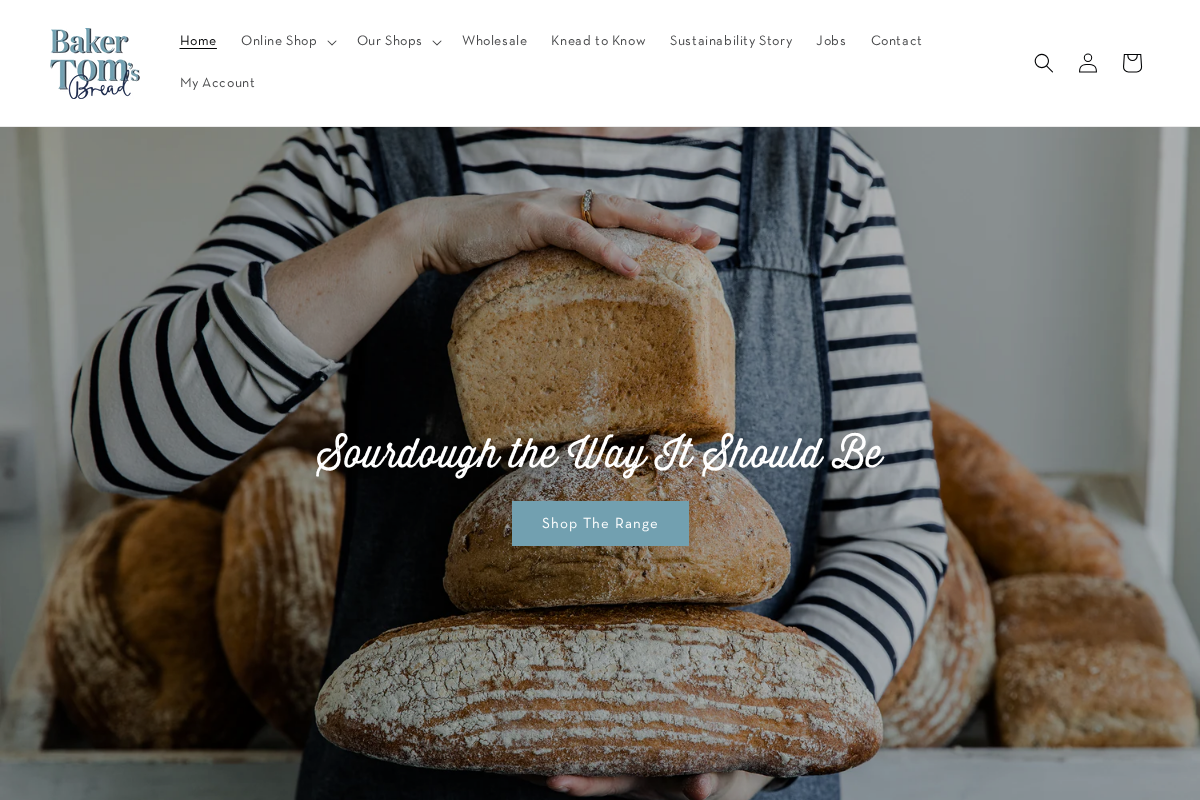 Baker Tom's Bread homepage screenshot