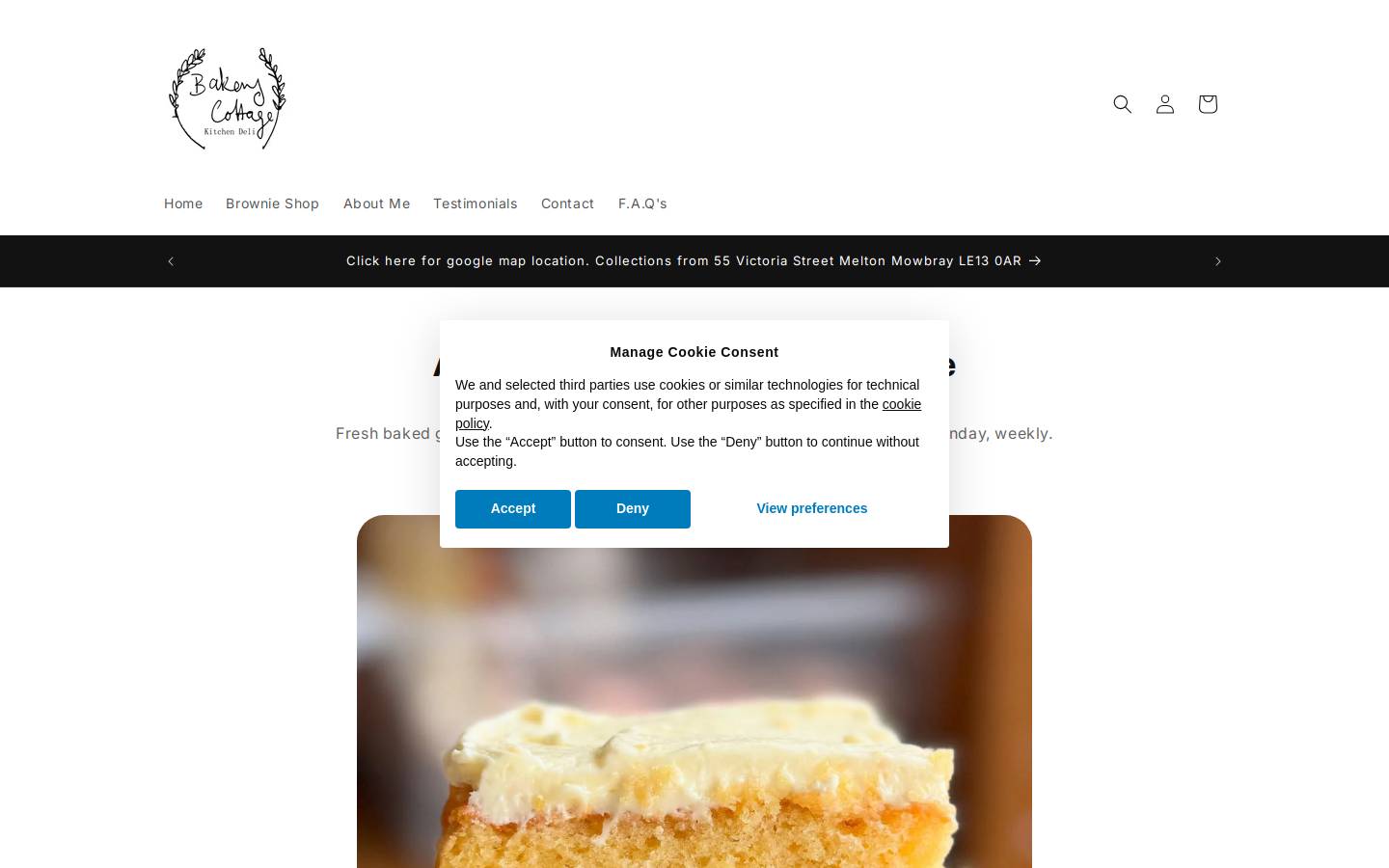 bakerycottage.com homepage screenshot