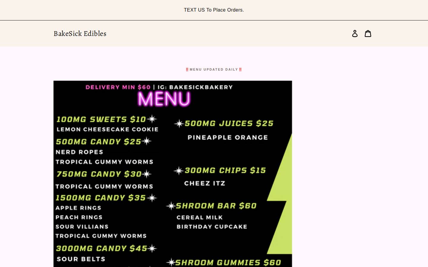 bakesickedibles.com homepage screenshot