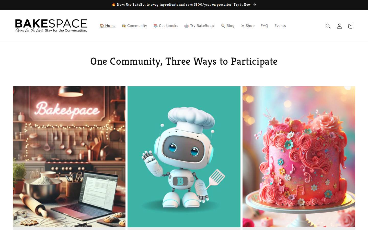 bakespaceshop.com homepage screenshot