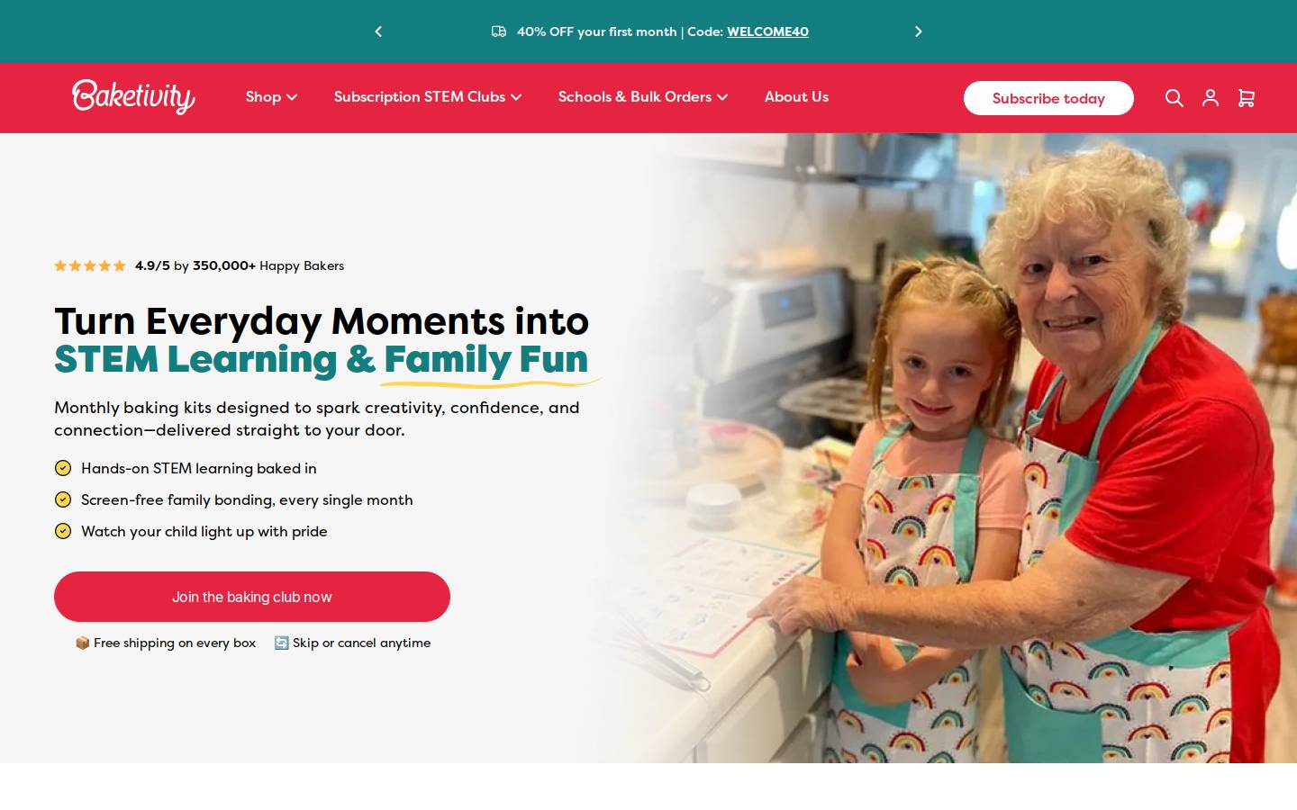 Baketivity homepage screenshot