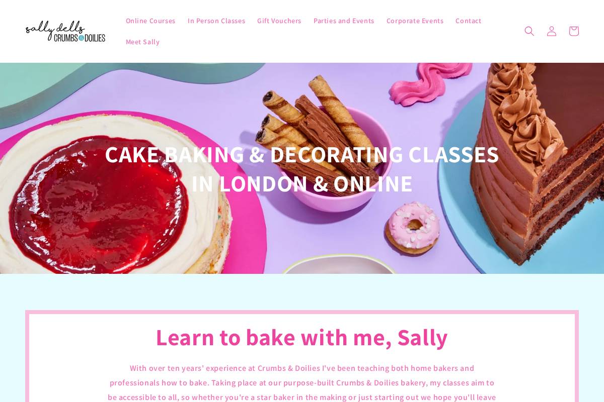 bakingclasses.co.uk homepage screenshot