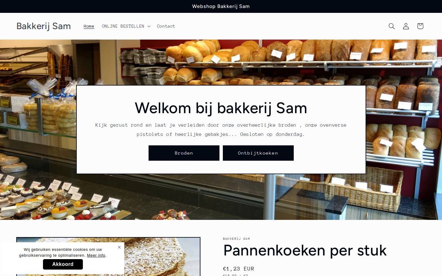 bakkerijsam.be homepage screenshot