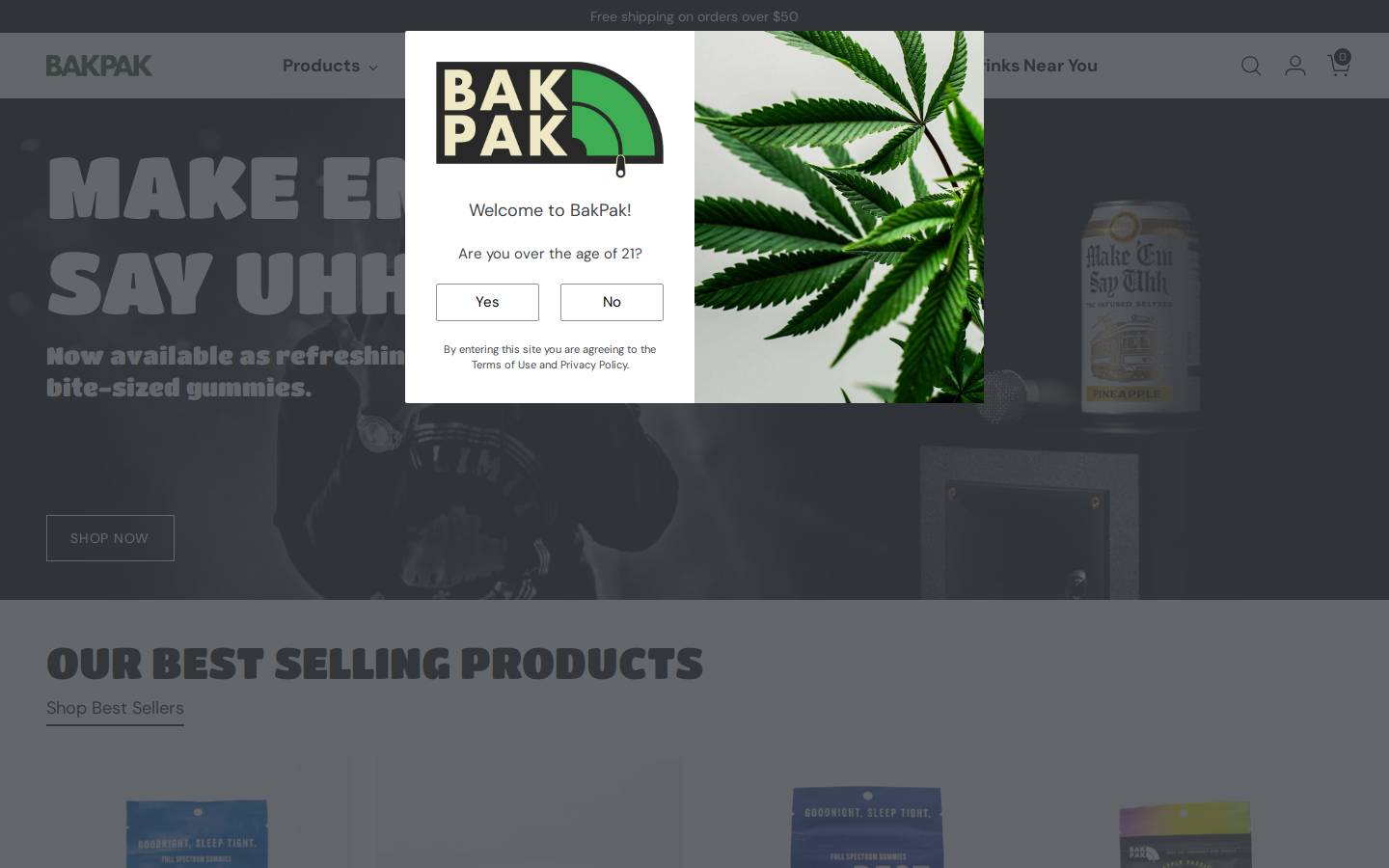 bakpakco.com homepage screenshot