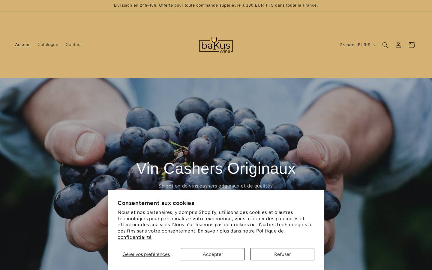 bakuswine.com homepage screenshot