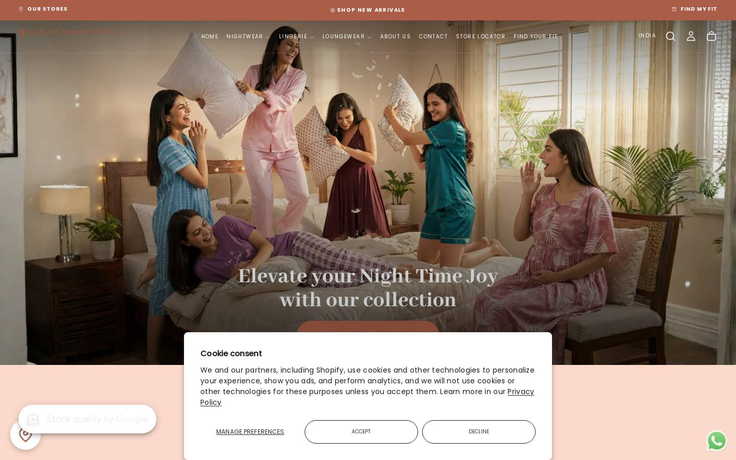 balajihosieryxlu.com homepage screenshot