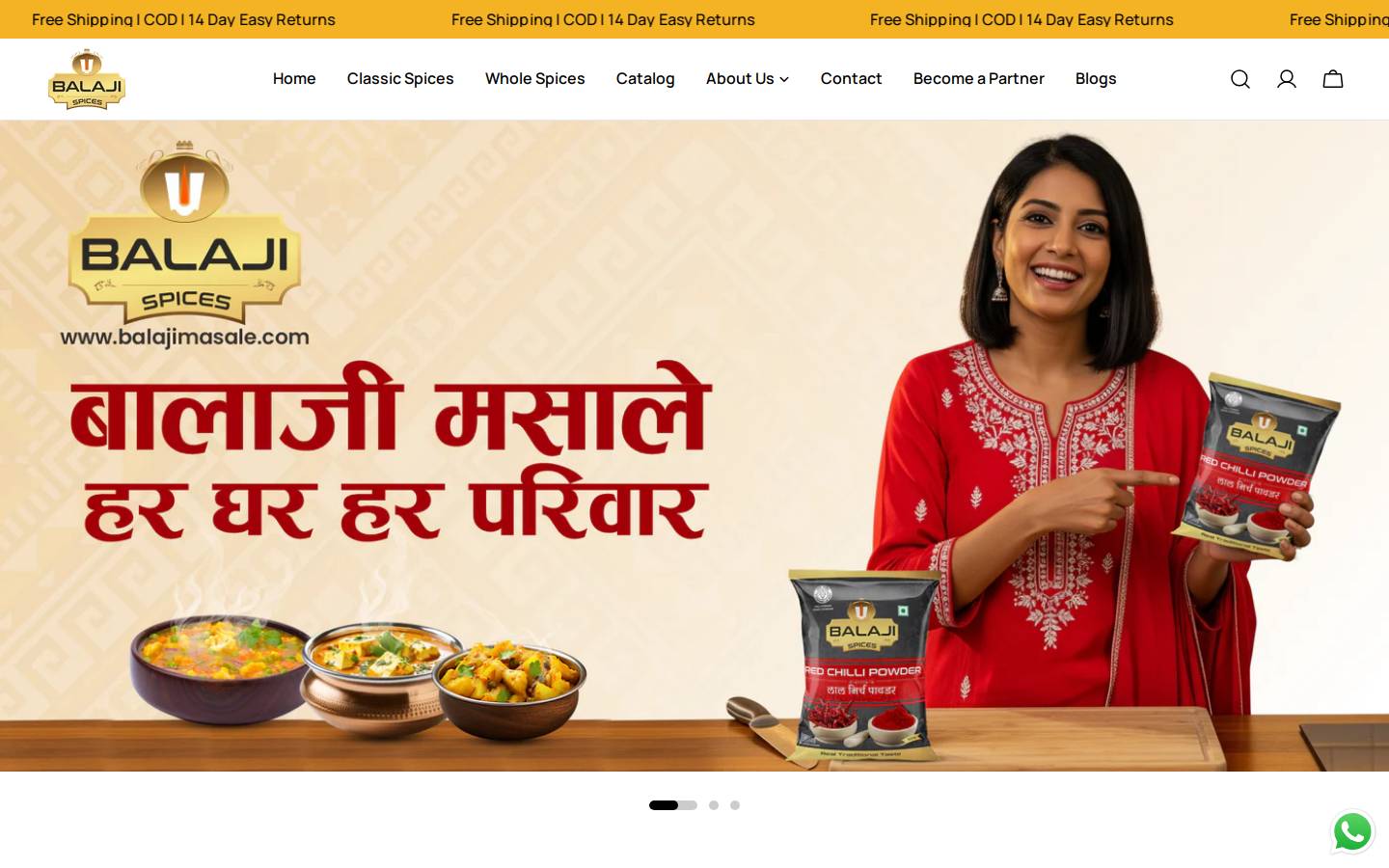 balajimasale.com homepage screenshot