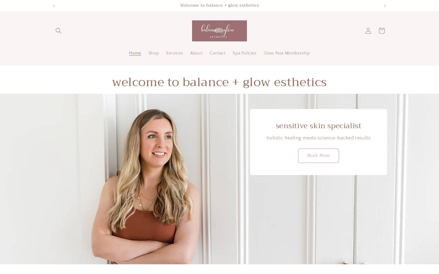 Balanceandglowesthetics homepage screenshot