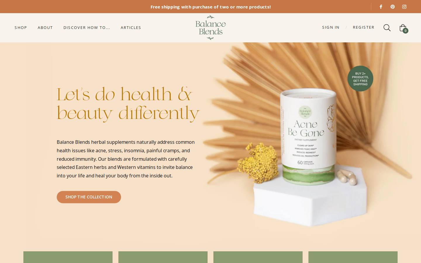 balanceblends.com homepage screenshot
