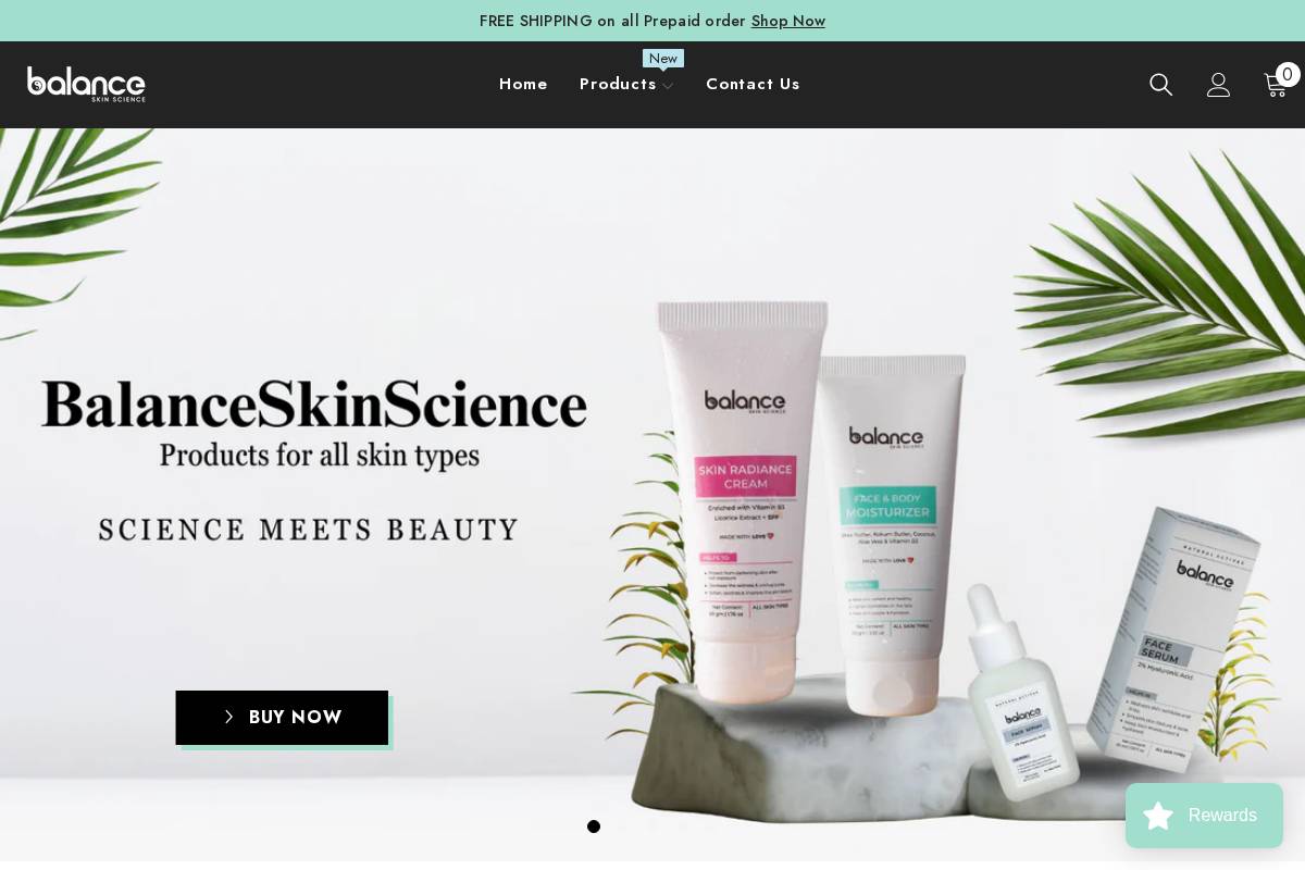 Balanceskinscience homepage screenshot