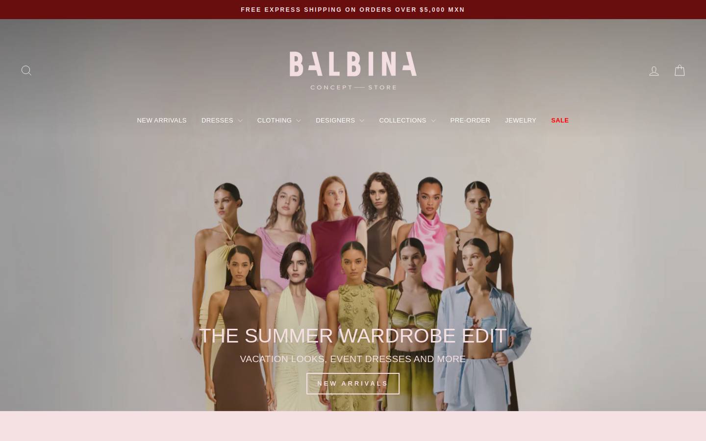 balbinaconceptstore.com homepage screenshot