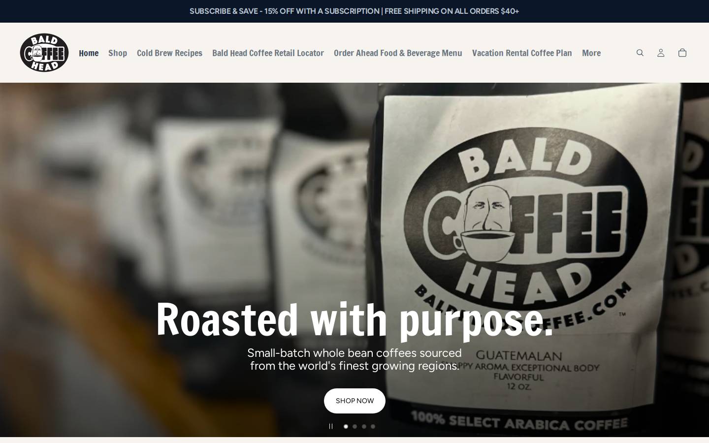 baldheadcoffee.com homepage screenshot