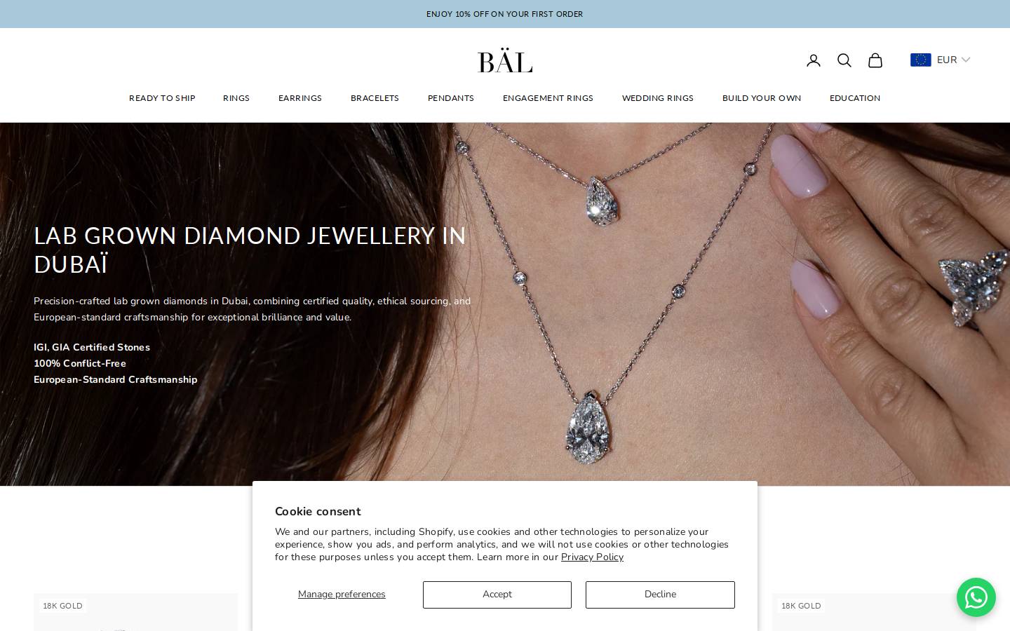 BÄL Diamonds homepage screenshot