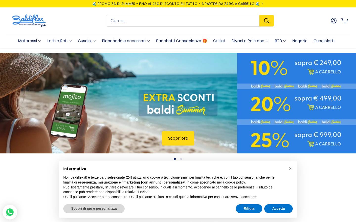 Baldiflex Materassi homepage screenshot
