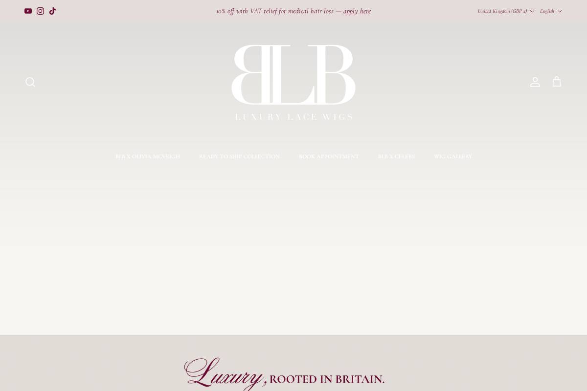 BLB Luxury Lace Wigs ® homepage screenshot