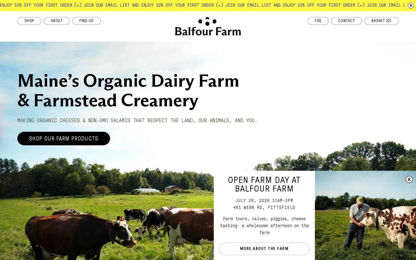 balfourfarmdairy.com homepage screenshot