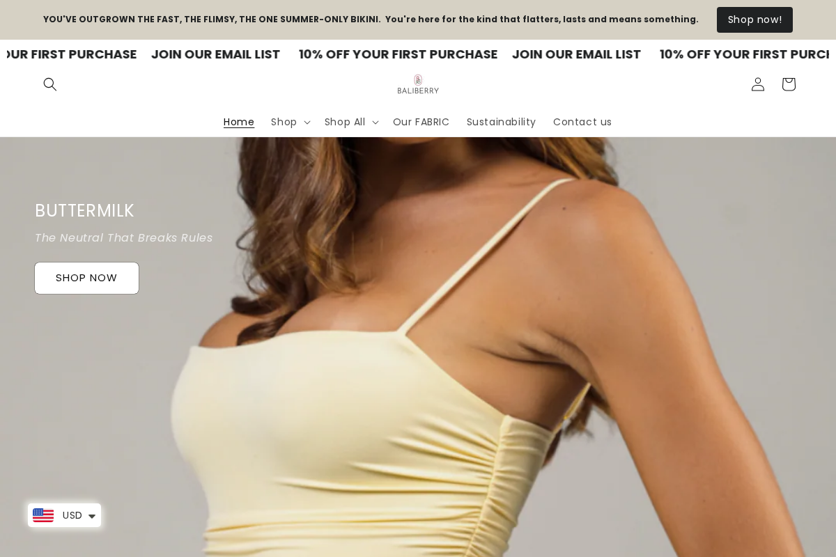 Baliberry | Sustainable Swimwear homepage screenshot