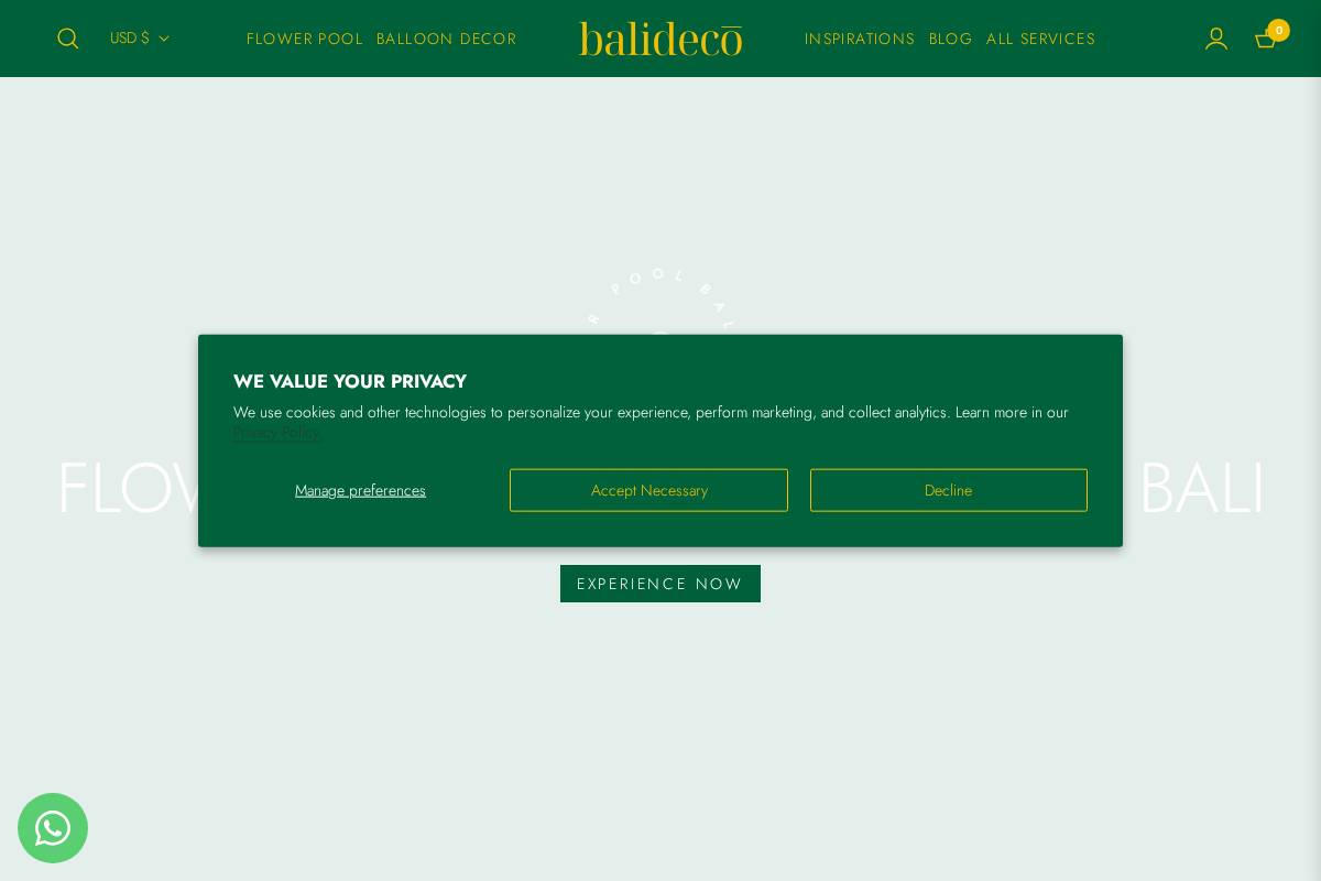 Bali Decorations Co. homepage screenshot