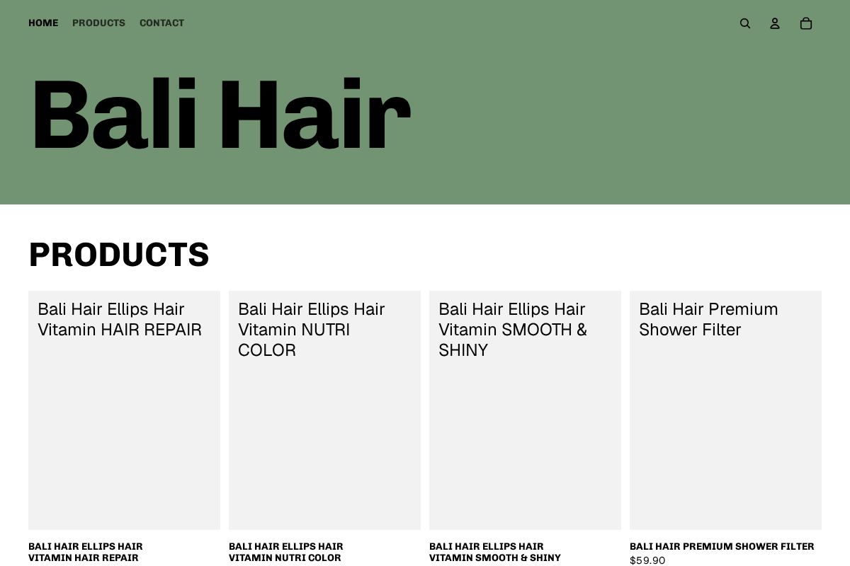 Bali Hair homepage screenshot