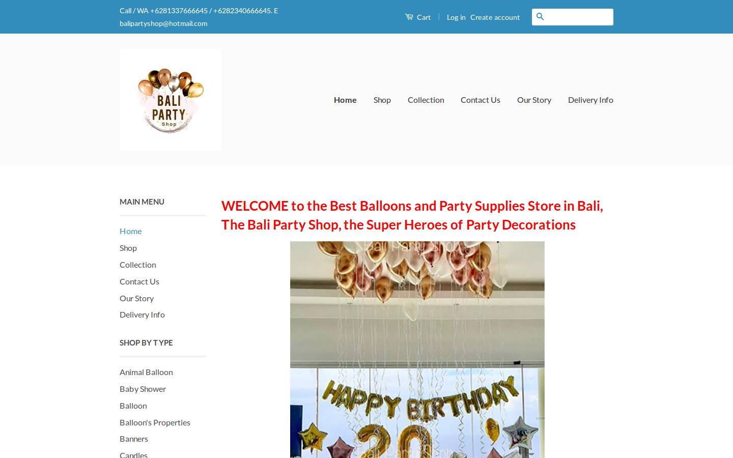balipartyshop.com homepage screenshot
