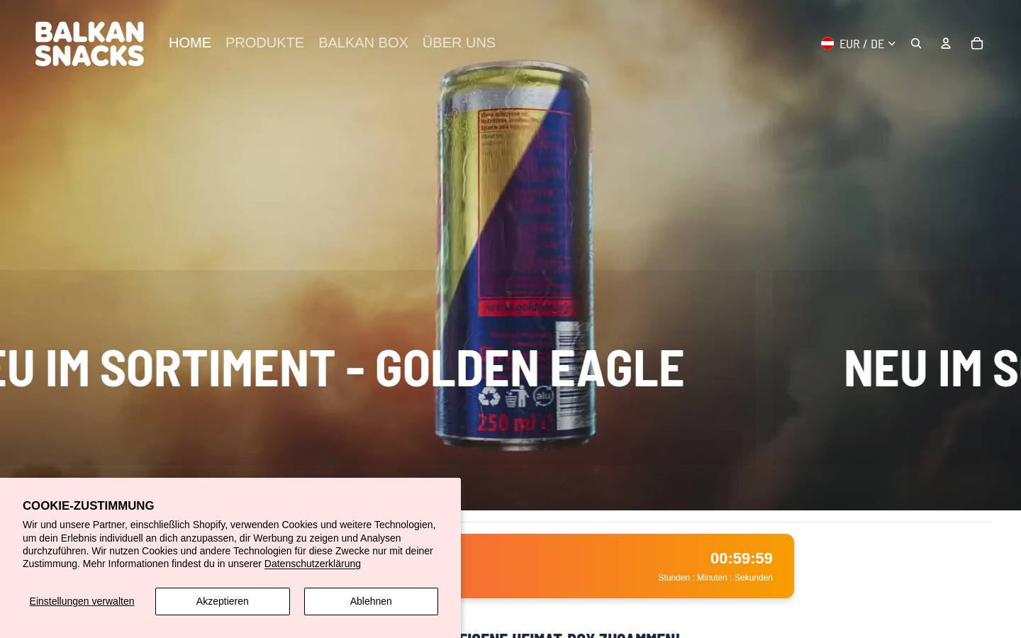 balkansnacks.com homepage screenshot