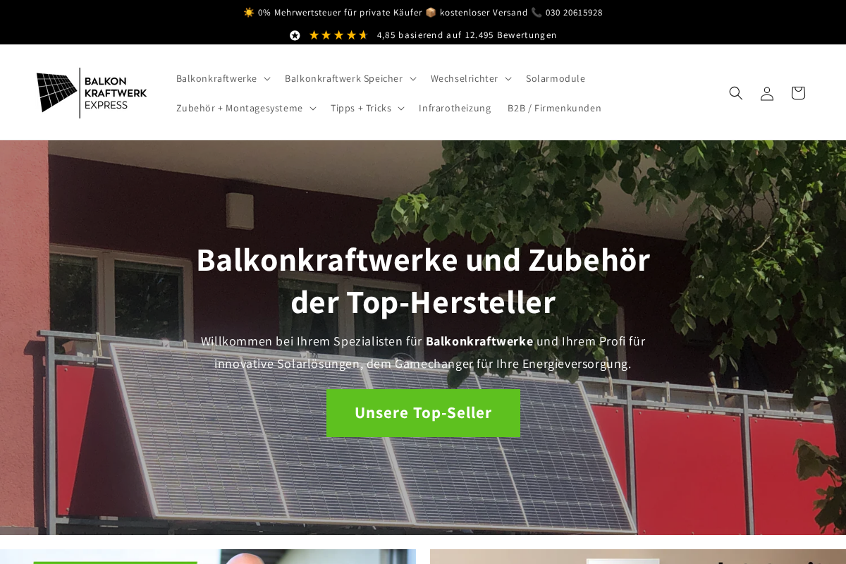 Balkonkraftwerk Express homepage screenshot