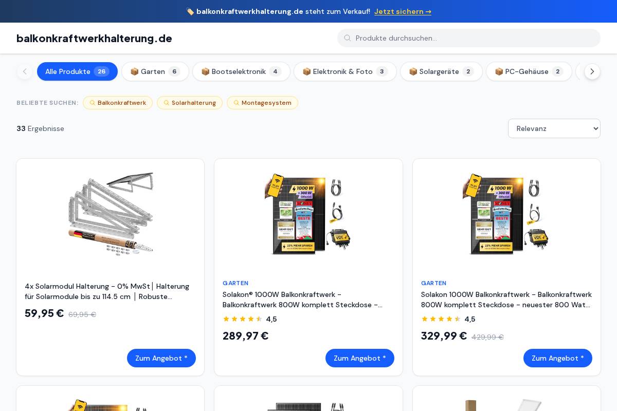 Balkonkraftwerkhalterung homepage screenshot