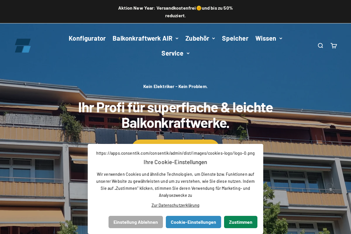 Balkonkraftwerke von BalkonSolar Deutschland GmbH homepage screenshot