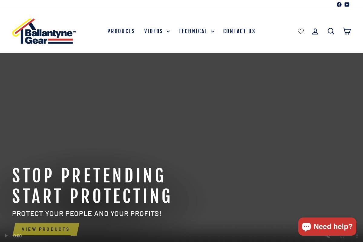 ballantynegear.com homepage screenshot