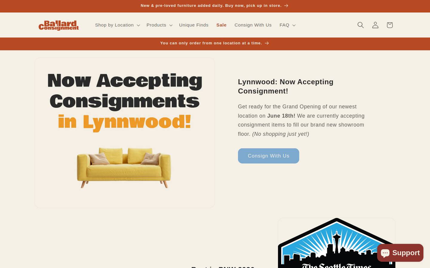 ballardconsignment.com homepage screenshot