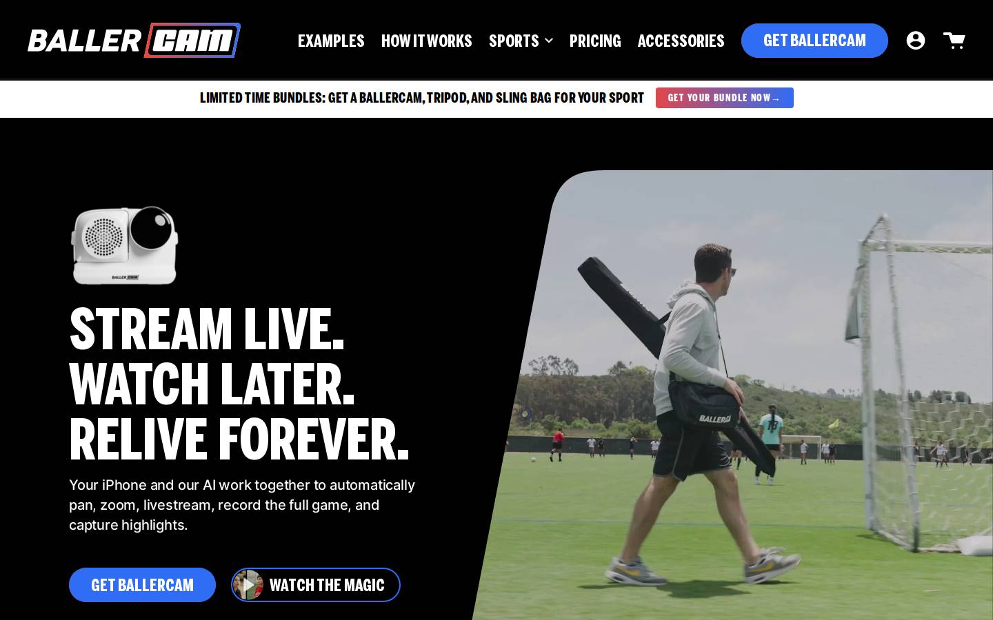 ballercam.com homepage screenshot