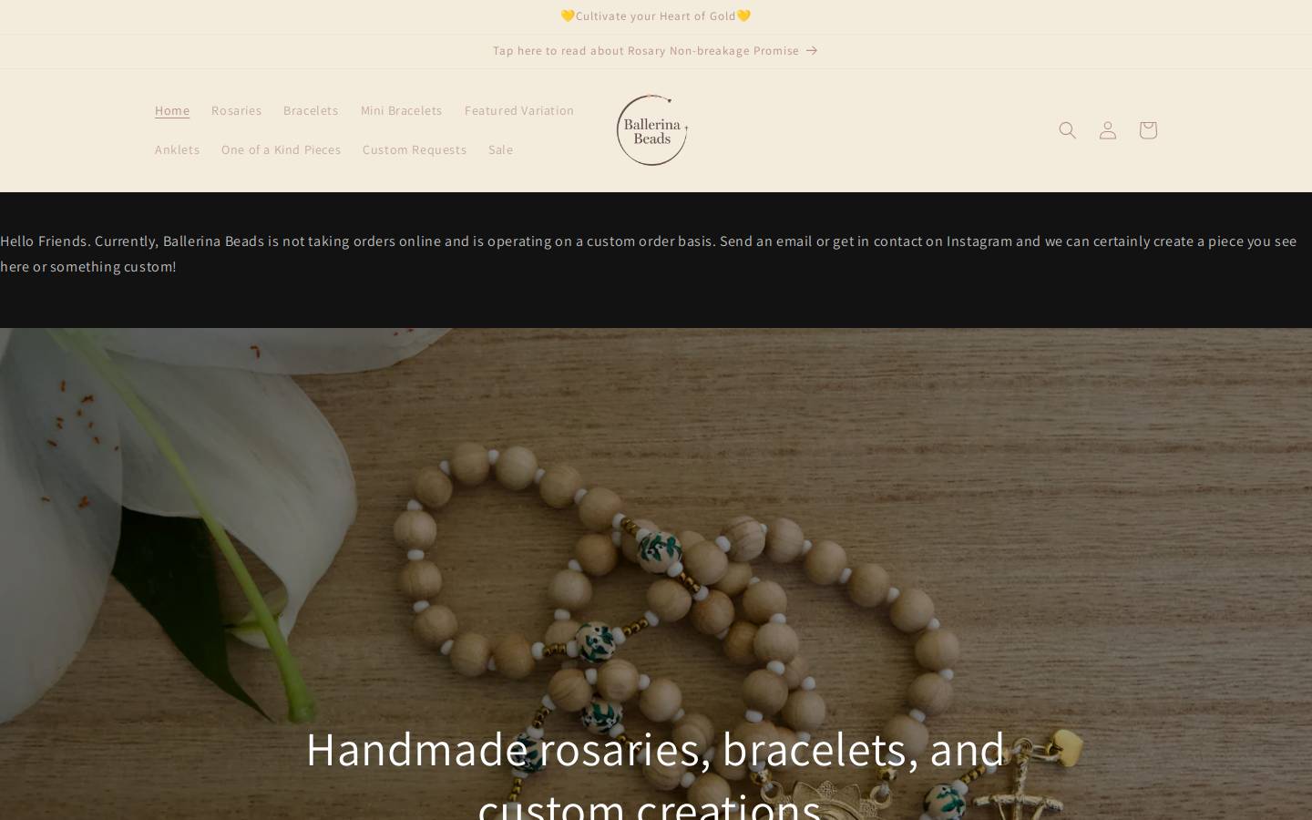 ballerinabeads.com homepage screenshot