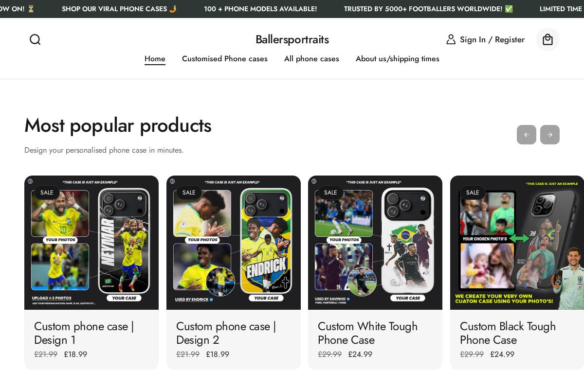 ballersportraits.co.uk homepage screenshot