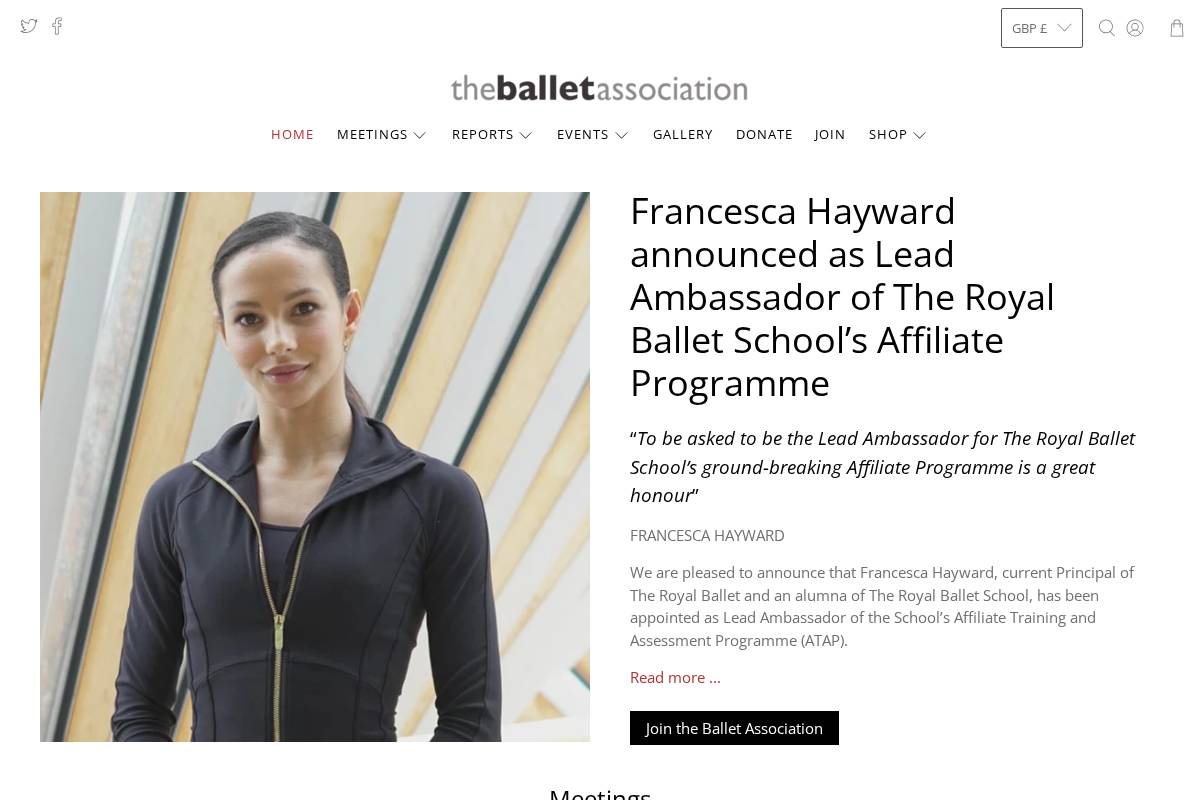 balletassociation.co.uk homepage screenshot