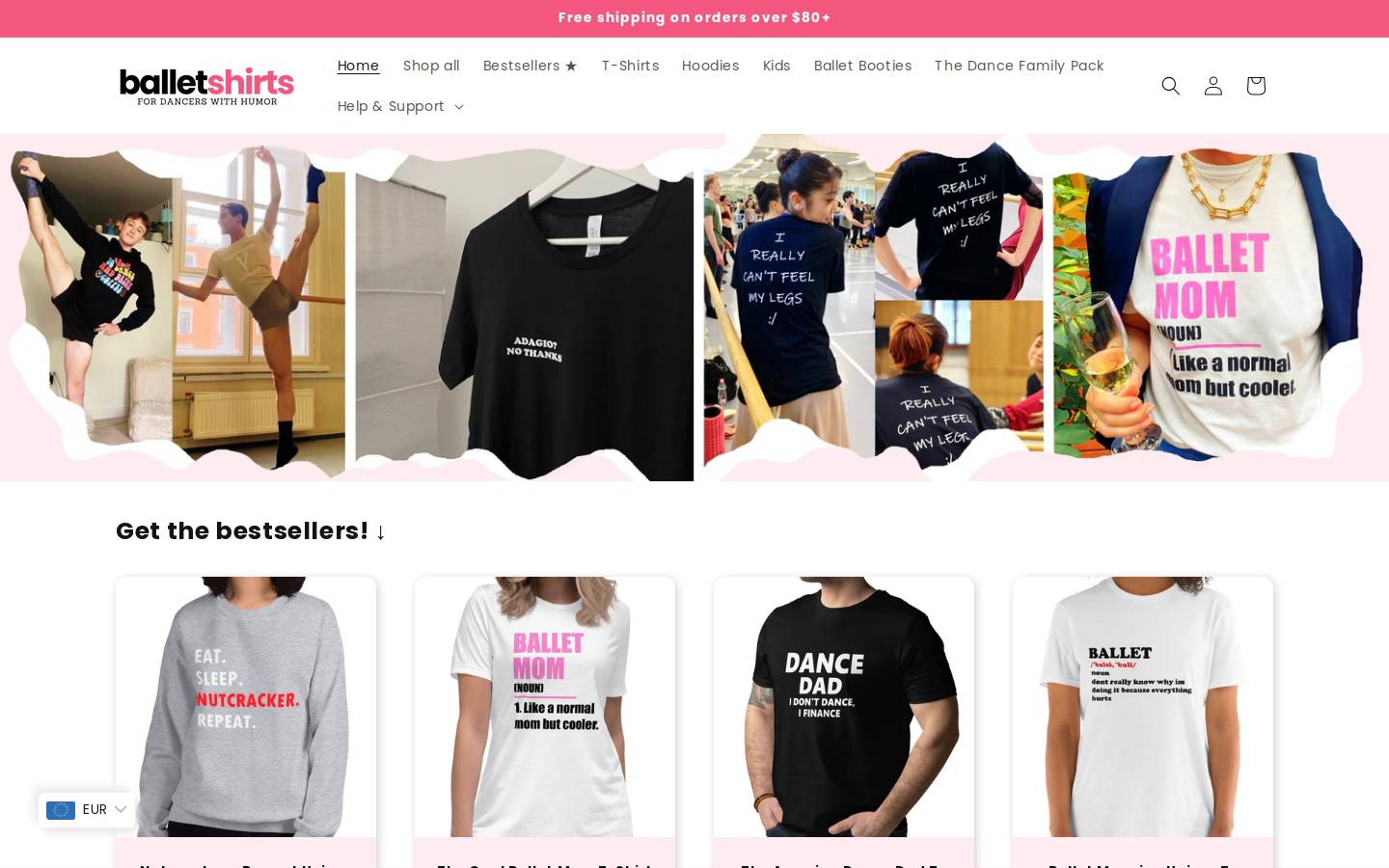 balletshirts.com homepage screenshot