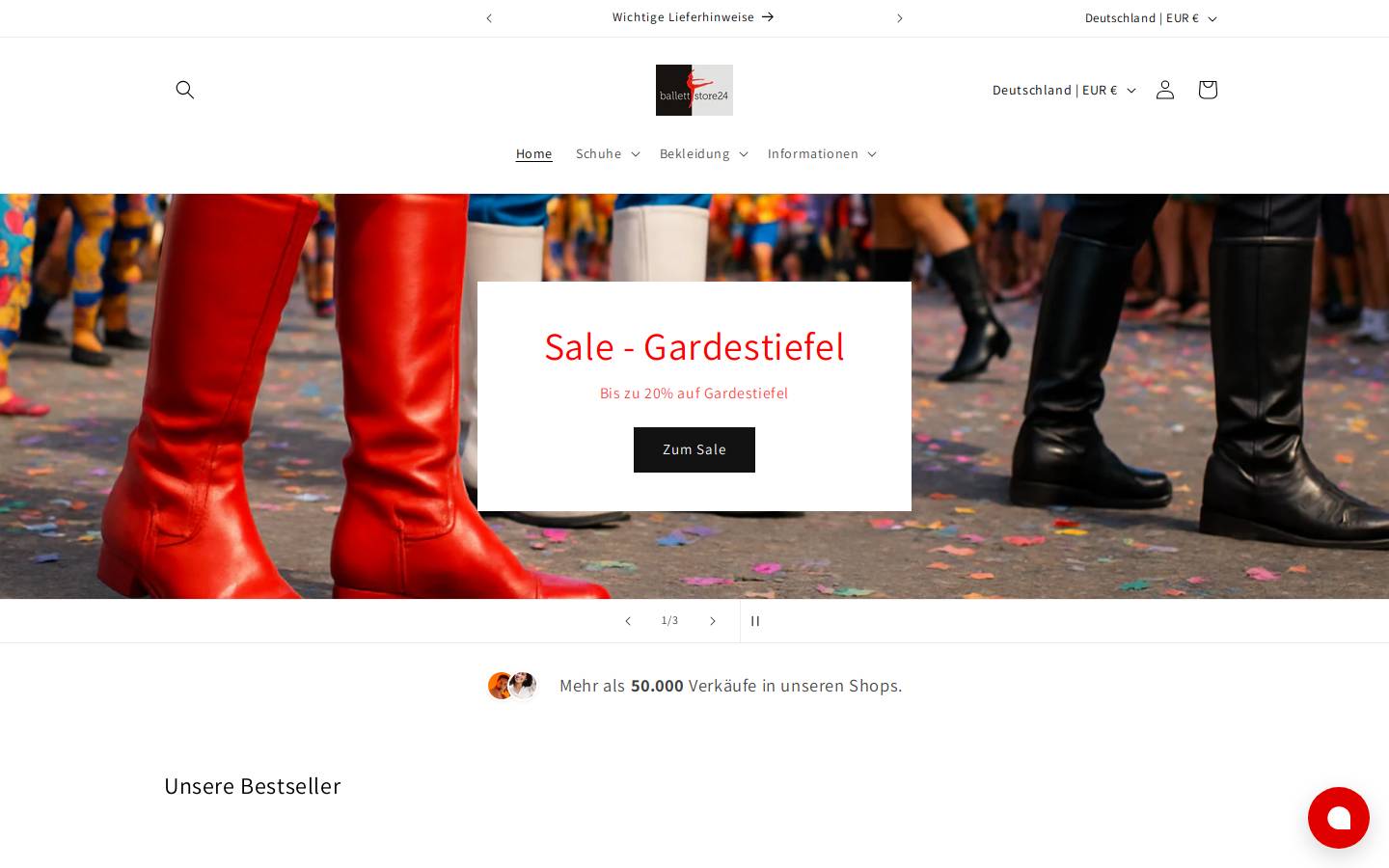 ballettstore24.de homepage screenshot