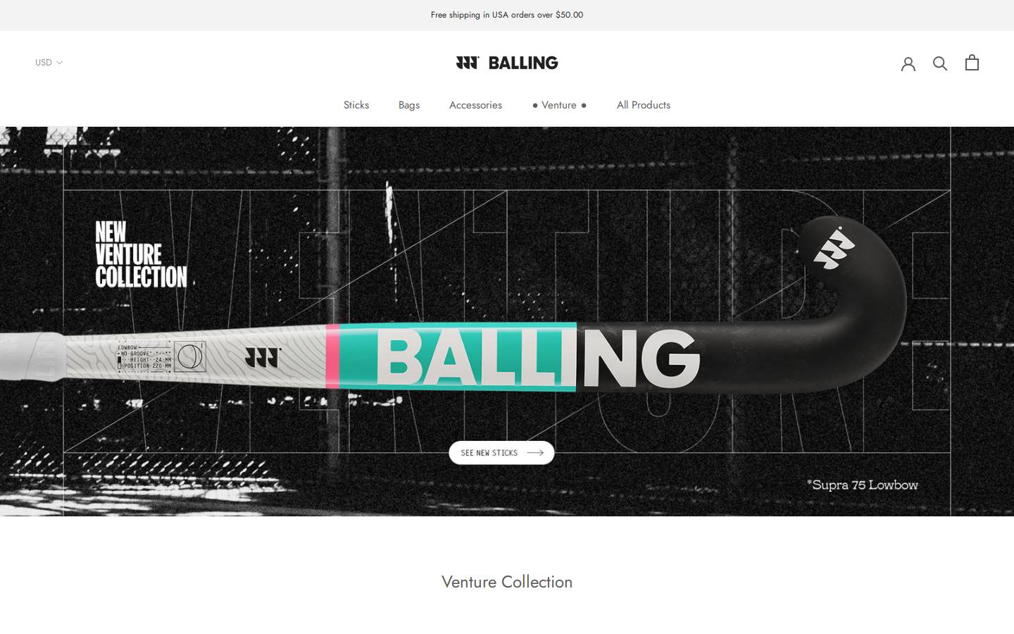 ballinghockeyusa.com homepage screenshot