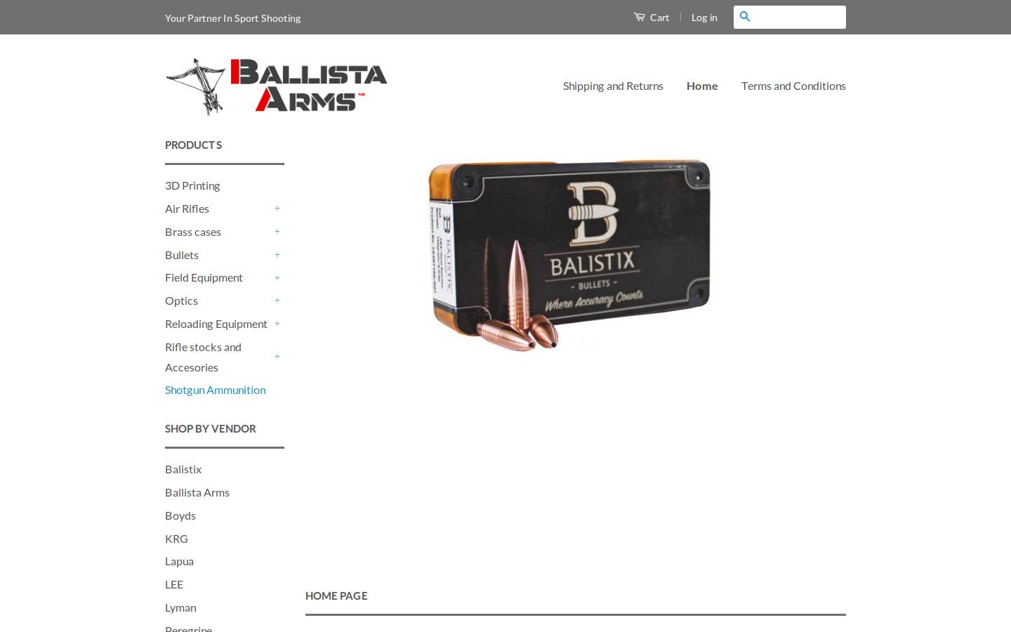 ballistaarms.co.za homepage screenshot
