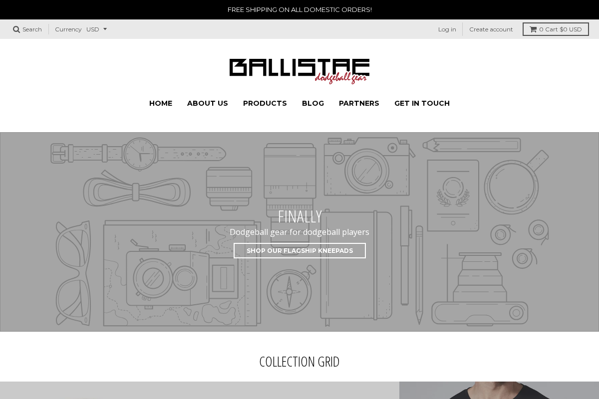 Ballistae Dodgeball Gear and Apparel homepage screenshot